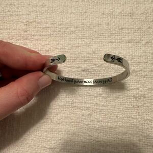 “Kind heart fierce mind brave spirit” cuff bracelet